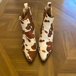 Cow print booties
